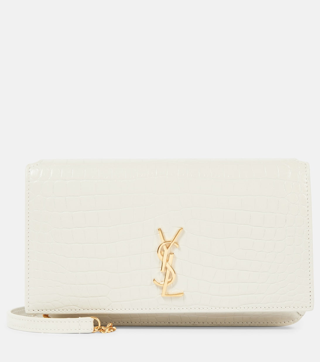 Cassandre Leather Shoulder Bag for iPhone Saint Laurent, White