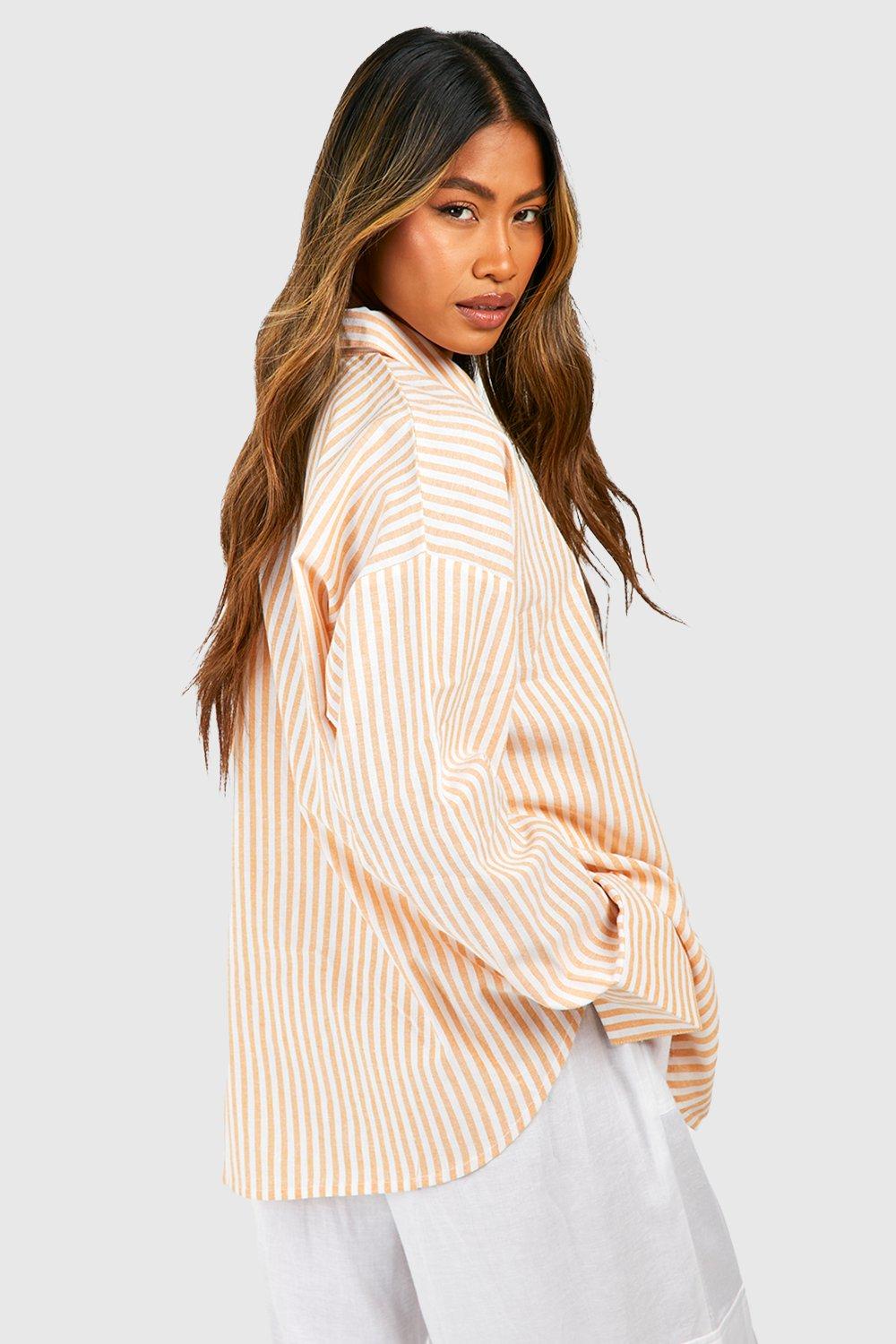 Boohoo Oversized Striped Shirt, Mustard