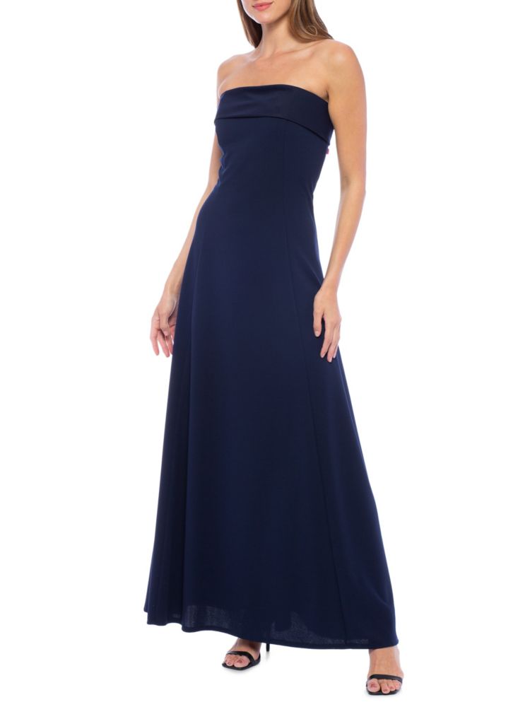 Scuba Marina sleeveless A-line dress, dark blue