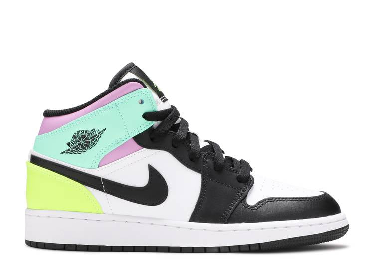 حذاء رياضي AIR JORDAN 1 MID GS 'PASTEL'، باللون الأبيض