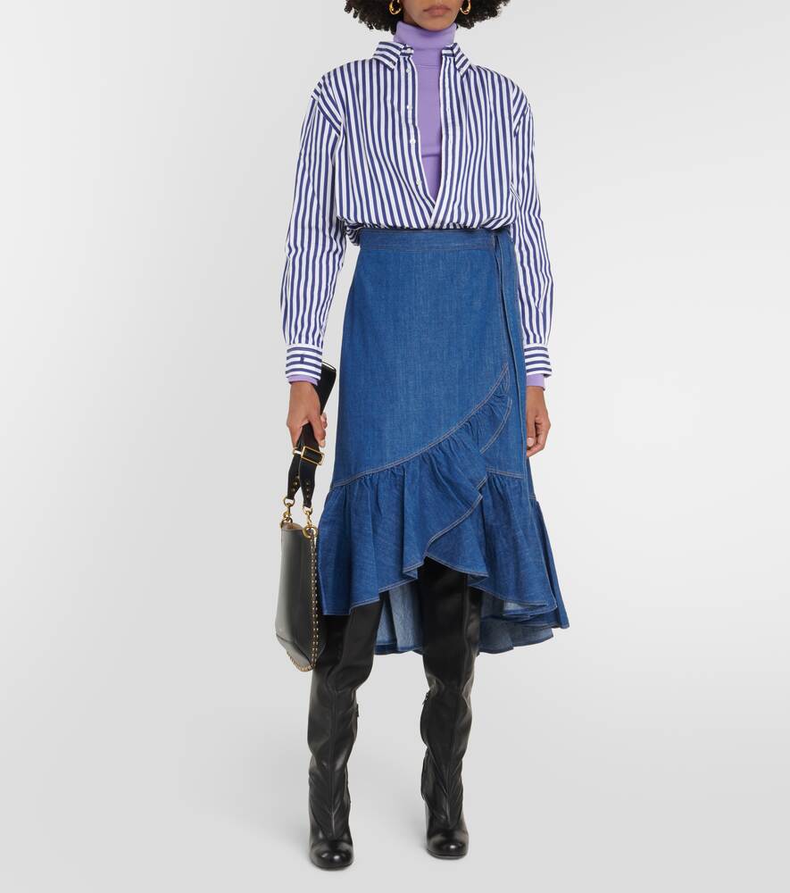 Cotton chambray wrap skirt with frills POLO RALPH LAUREN, blue