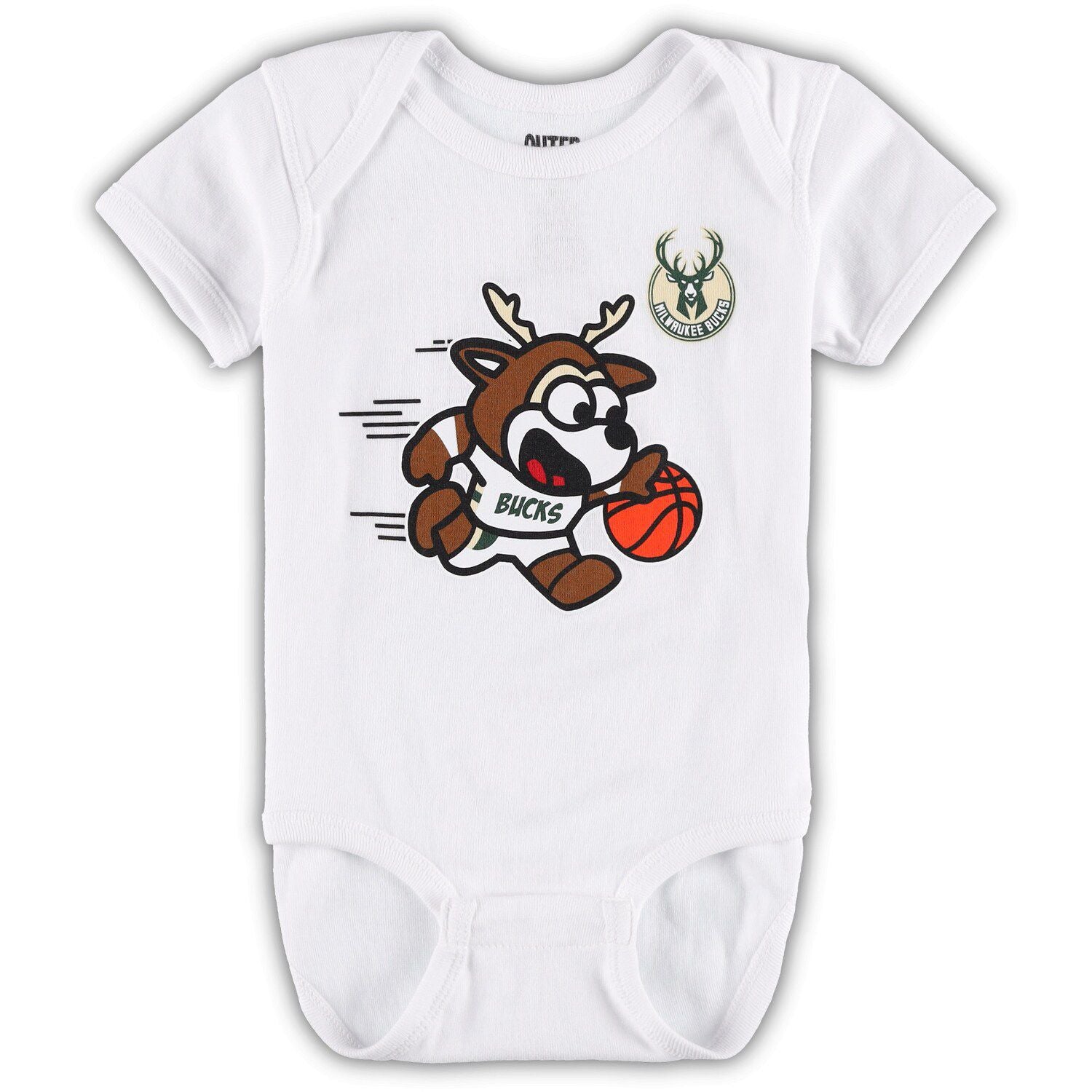 Milwaukee Bucks Infant White Mascot Bodysuit in White Outerstuff