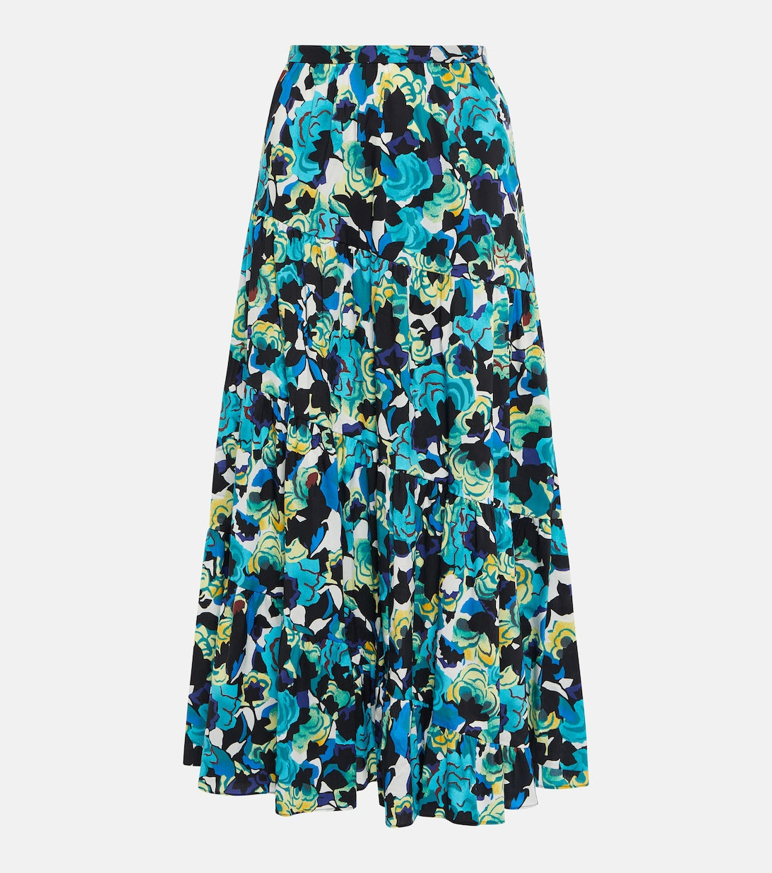 High-waisted midi skirt in cotton blend with DIANE VON FURSTENBERG print colorful