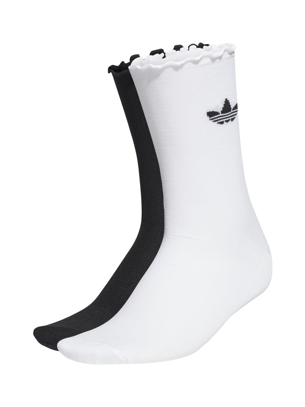 ADIDAS ORIGINALS Semi-Sheer Ruffle Crew Socks, black and white