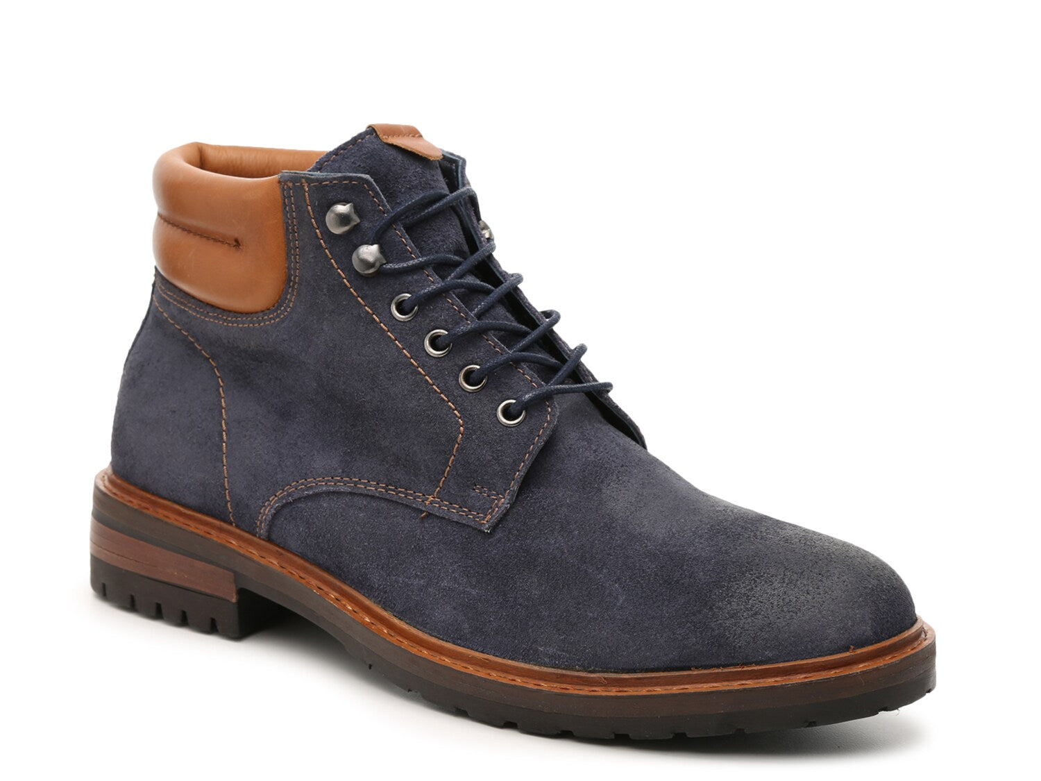 Rustic Asphalt Thro Back Lace Up Boots, Navy