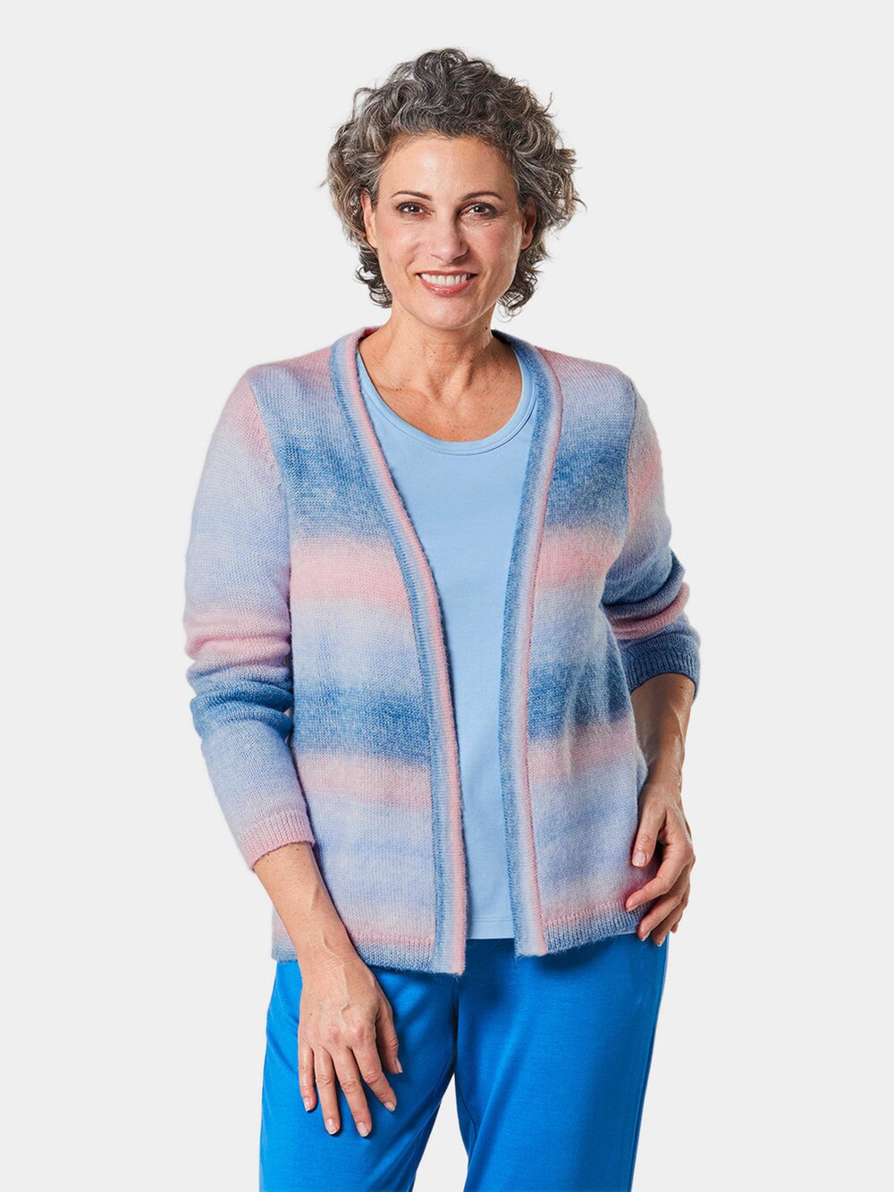 Knitted cardigan Goldner, blue/light blue