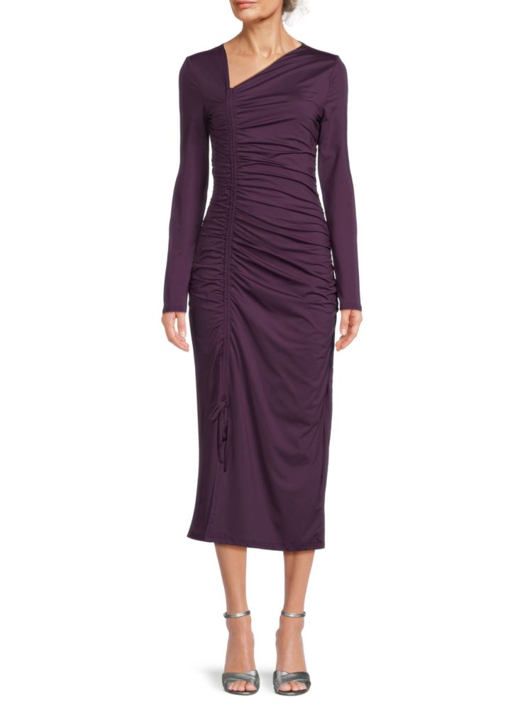 Rachel Parcell Asymmetrical Gathered Midi Dress, Purple