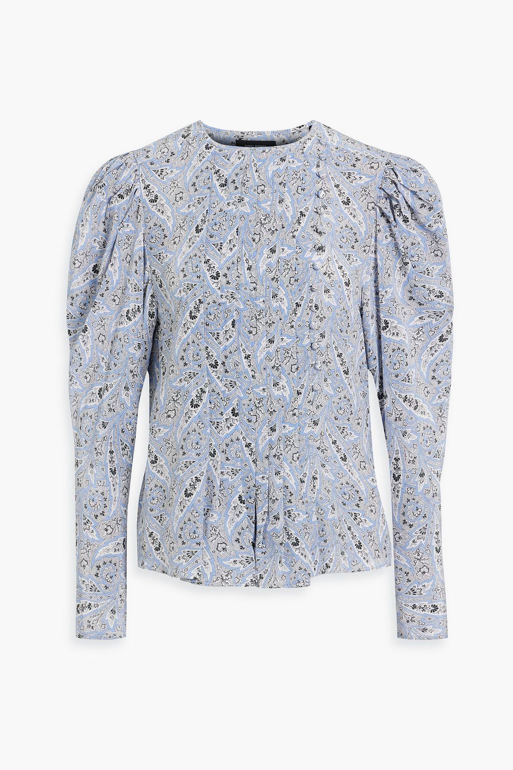 Bayos ISABEL MARANT silk crepe de Chine blouse with pleated print, blue