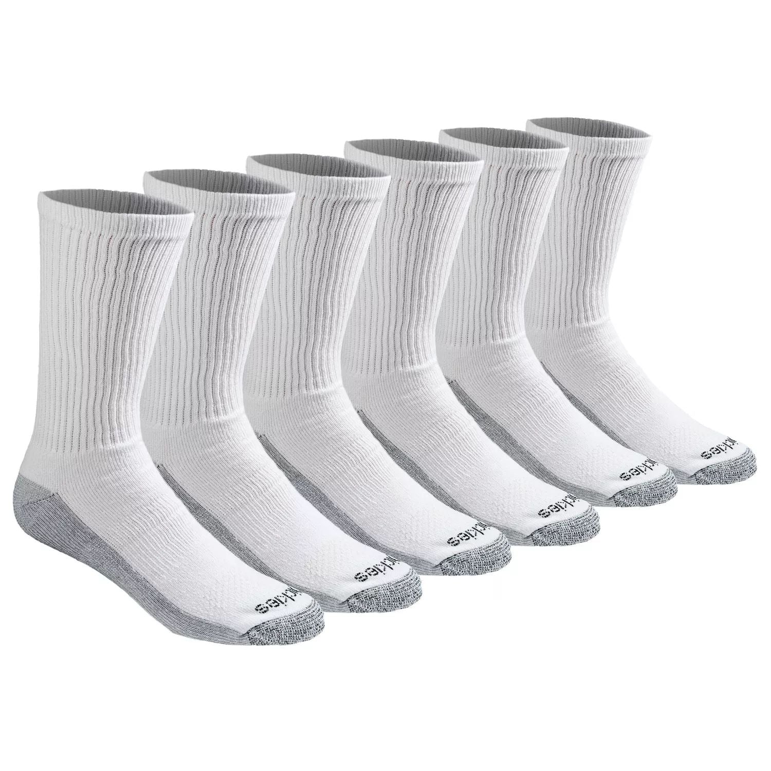 Dickies Men's Dri-Tech Comfort Moisture Control Socks 6 Pairs Crew Socks White