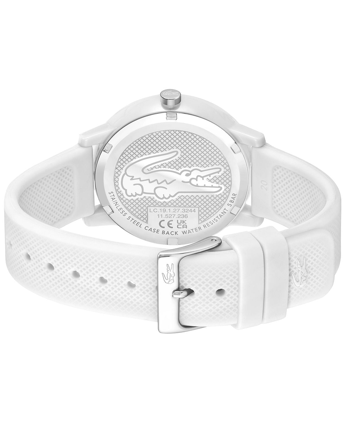 Unisex watch L.12.12, white silicone strap, 42 mm Lacoste, white