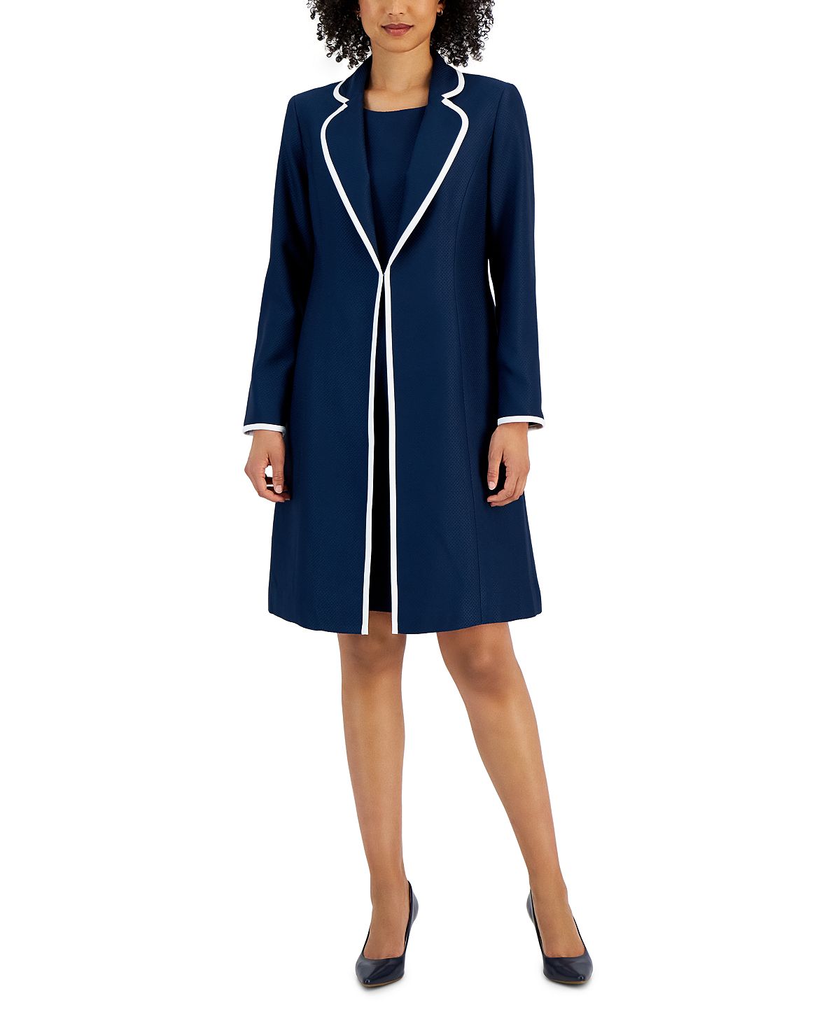 Sheath dress with jacquard frame Standard and miniature sizes available.  Le Suit