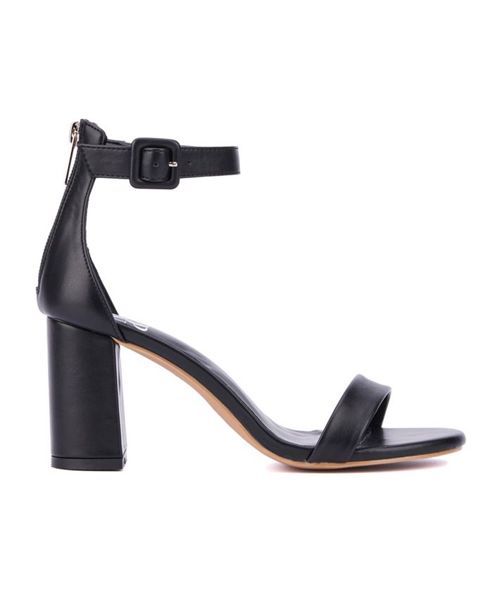 New York & Company Women's Lulu Single Stripe Heel Sandals, Black