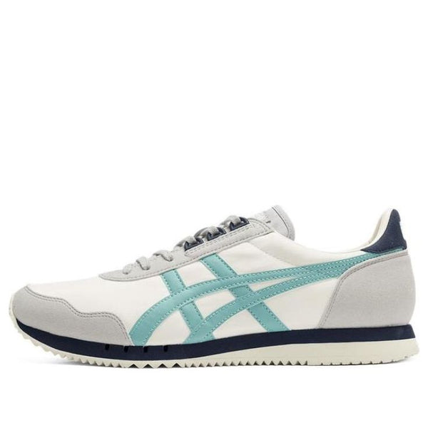 حذاء الجري الماراثوني ثنائي اللون من Onitsuka Tiger باللون الأبيض الكريمي والرمادي والأزرق المائي