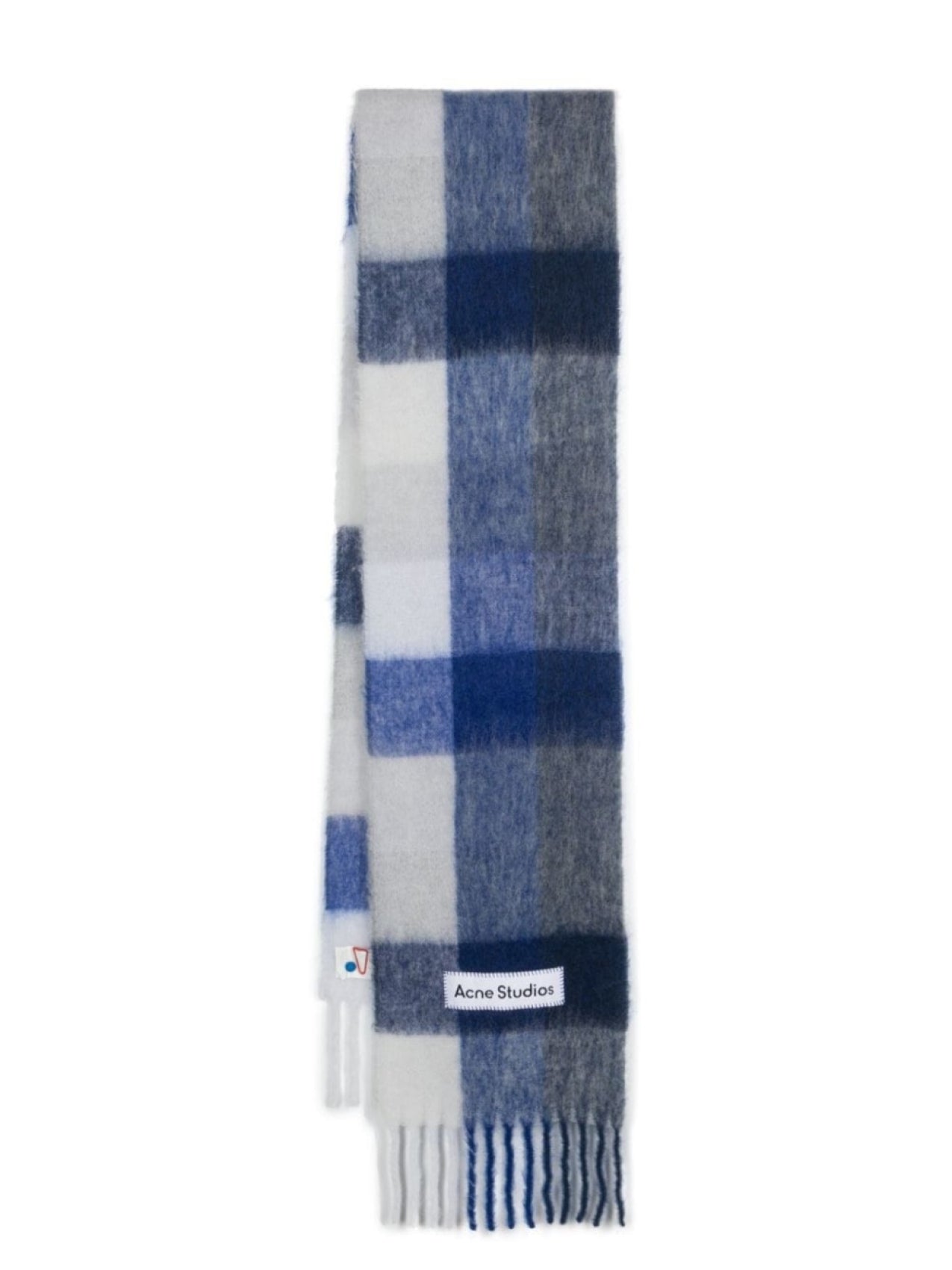 Acne Studios Plaid Logo Scarf Blue