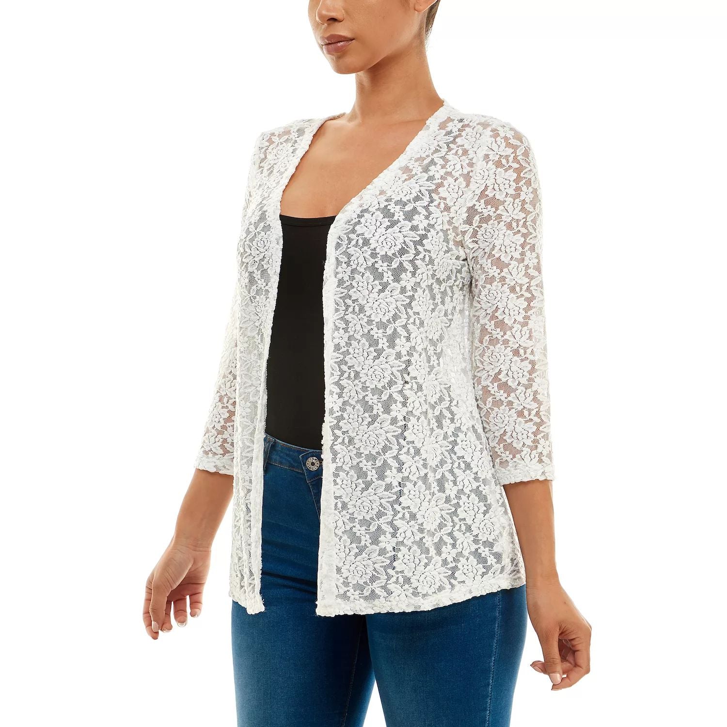 Women's open front lace bolero Nina Leonard Nina Leonard, white