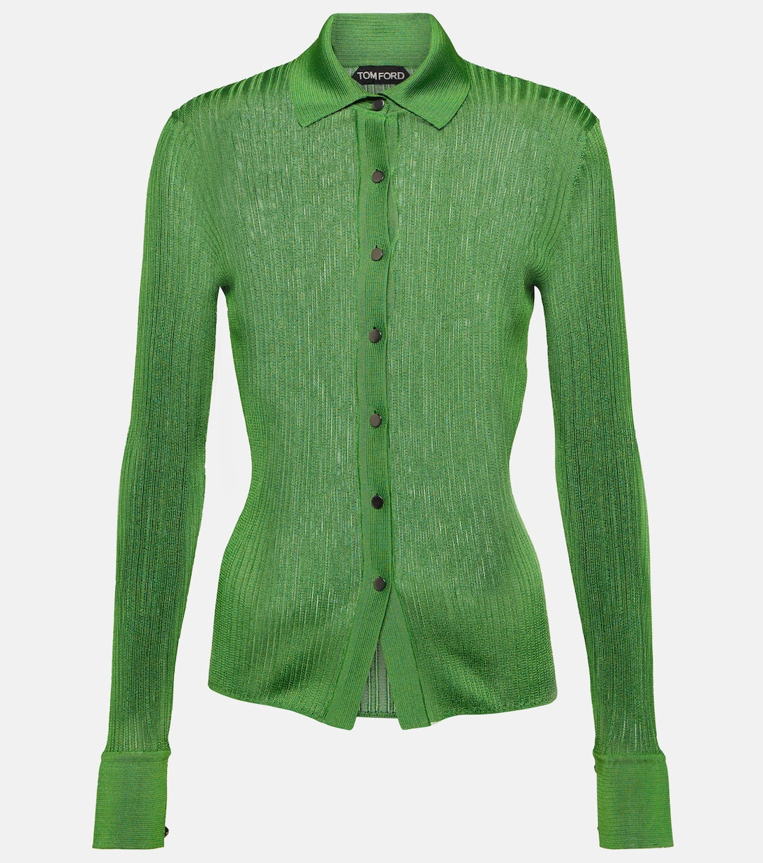 TOM FORD metallic ribbed jersey shirt, green