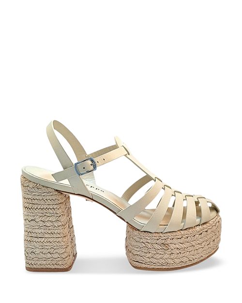 Dee Ocleppo Women's Tulum High Heel Espadrille Fisherman Sandals Ivory/Cream color