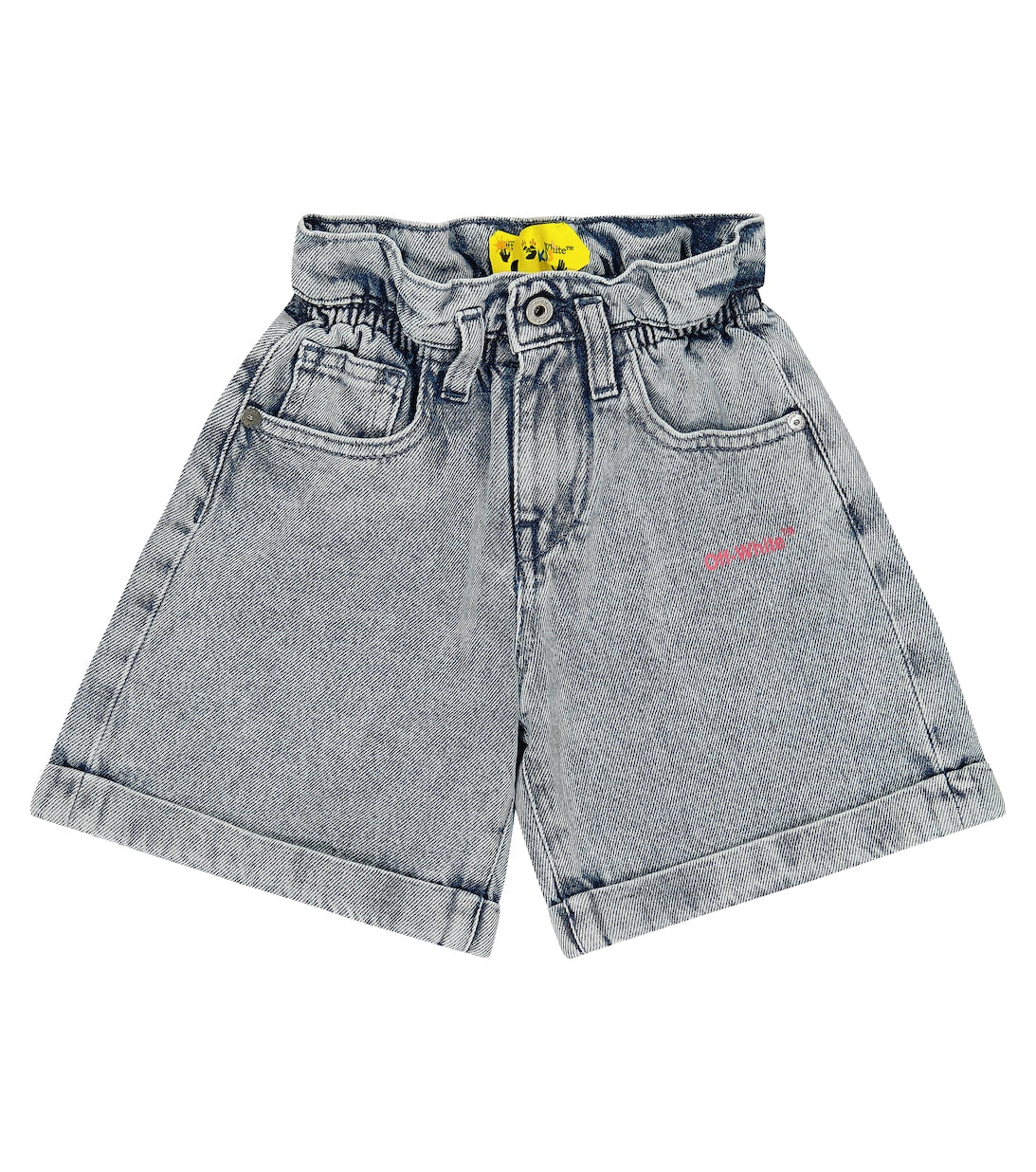 Off-White Washed Denim Shorts, White