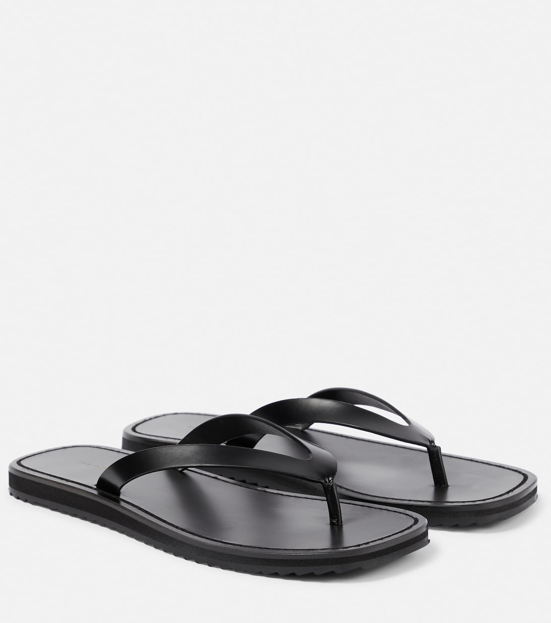 The Row Leather Strappy Sandals, Black