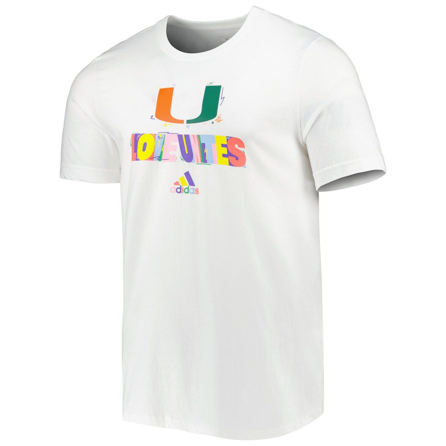 تي شيرت adidas Miami Hurricanes Pride Fresh للرجال باللون الأبيض