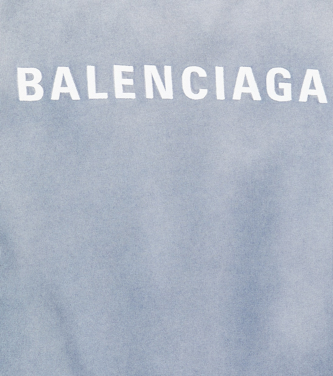 تي شيرت Balenciaga Kids مصنوع من مزيج القطن بشعار، باللون الأزرق