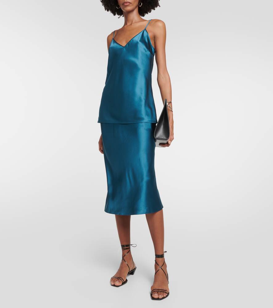 Isaak silk satin slip skirt JOSEPH, turquoise