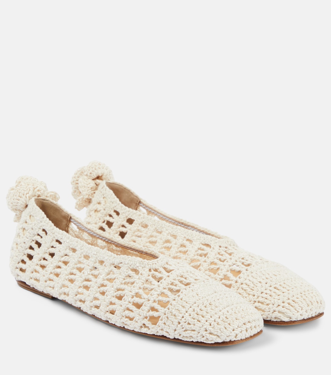 Magda Butrym crochet ballet flats with floral appliqué, white