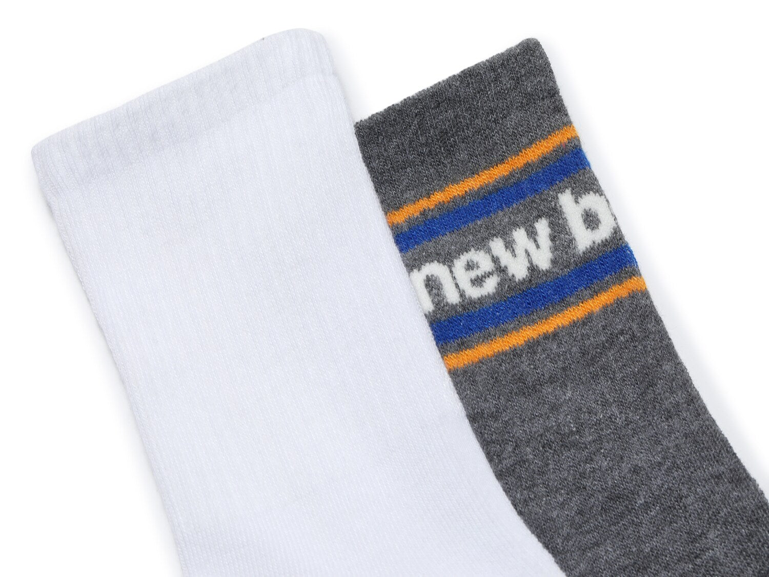 New Balance Classic Crew Socks 2 Pack, Grey/White