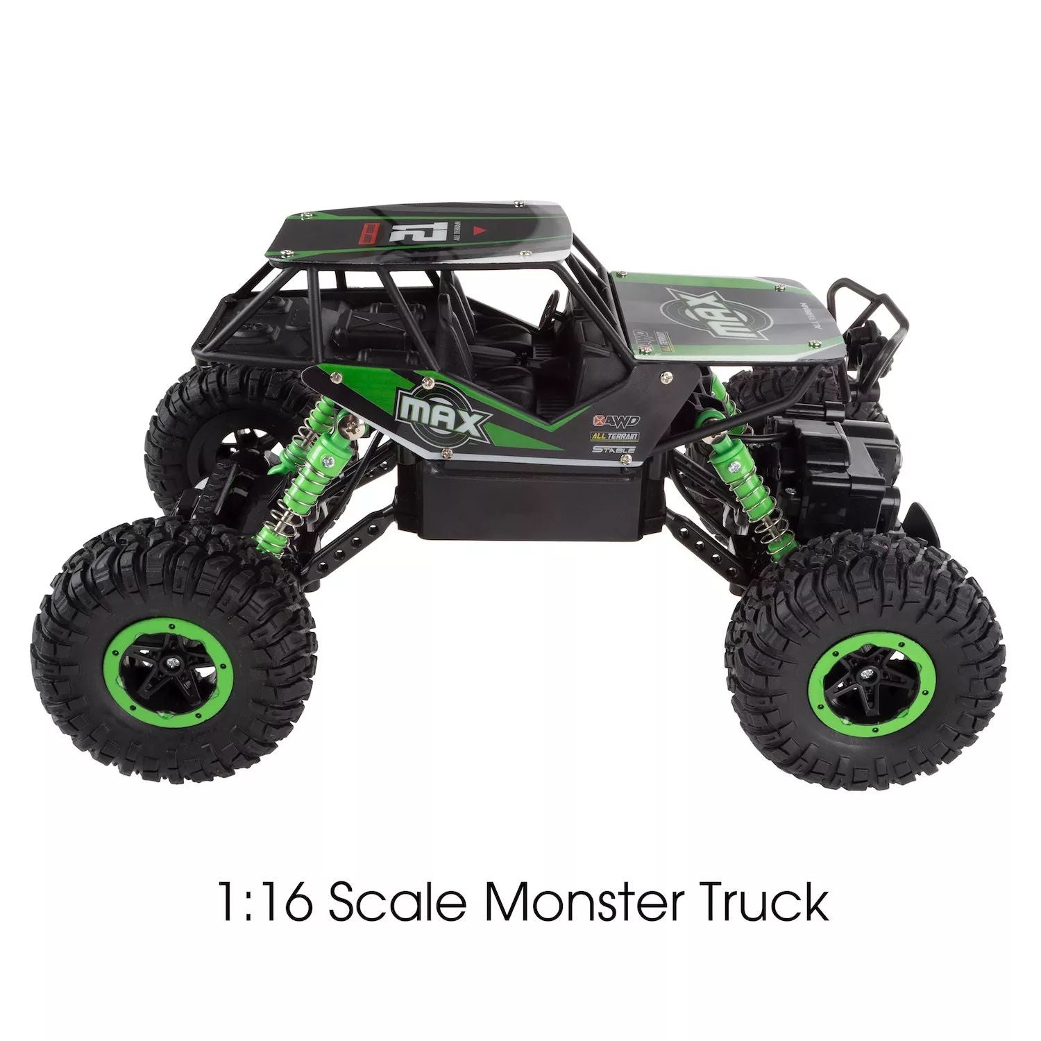 Hello !  Play !  Monster Truck Remote Control - 1:16 Scale Durable 2.4GHz RC Off-Road Toy Car spring suspension and large wheels Hey!  Play!