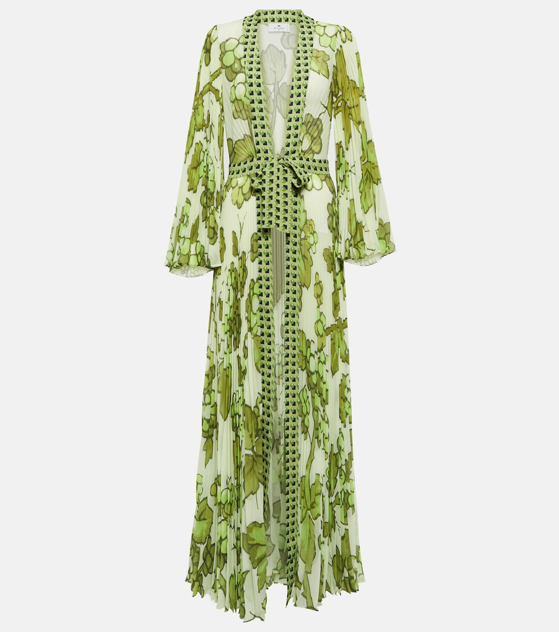 Etro pleated georgette beach dress, green