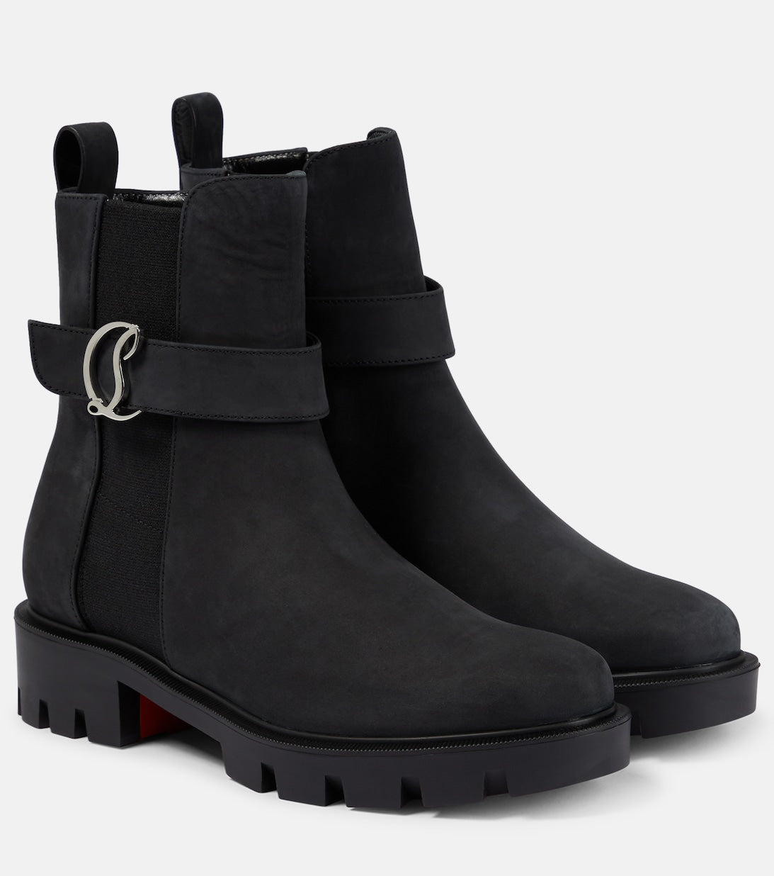 CL Chelsea Christian Louboutin Suede Ankle Boots, Black