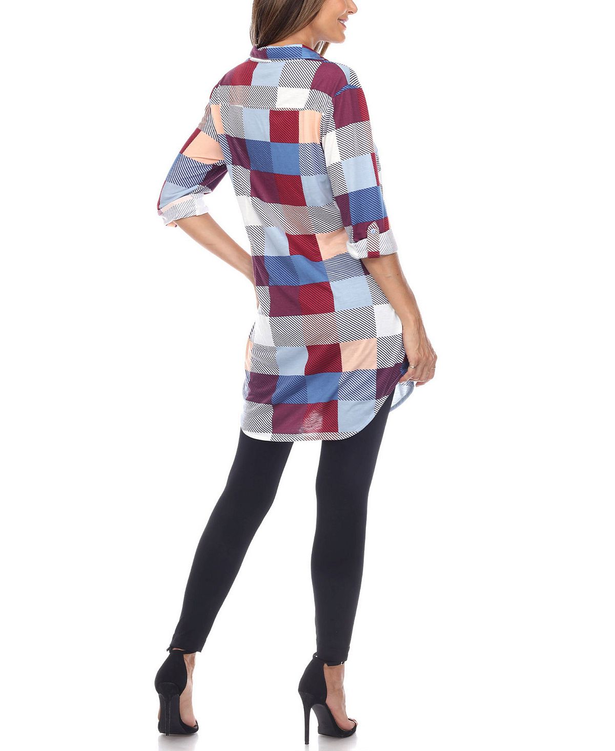 Women's tunic shirt in White Mark check