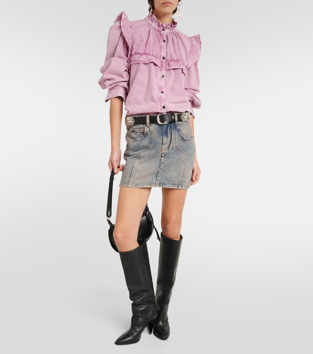 idety denim shirt with ruffles Marant Etoile, pink