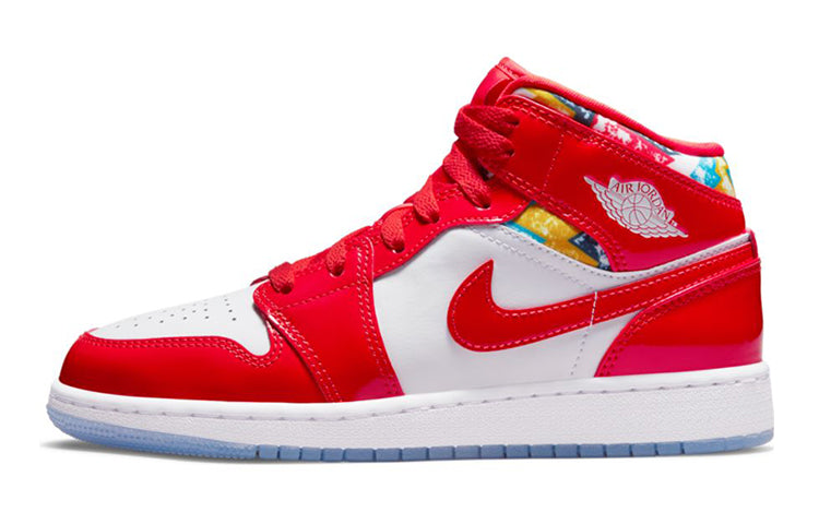 Jordan 1 Mid Barcelona Sweater Red, Patent (GS)