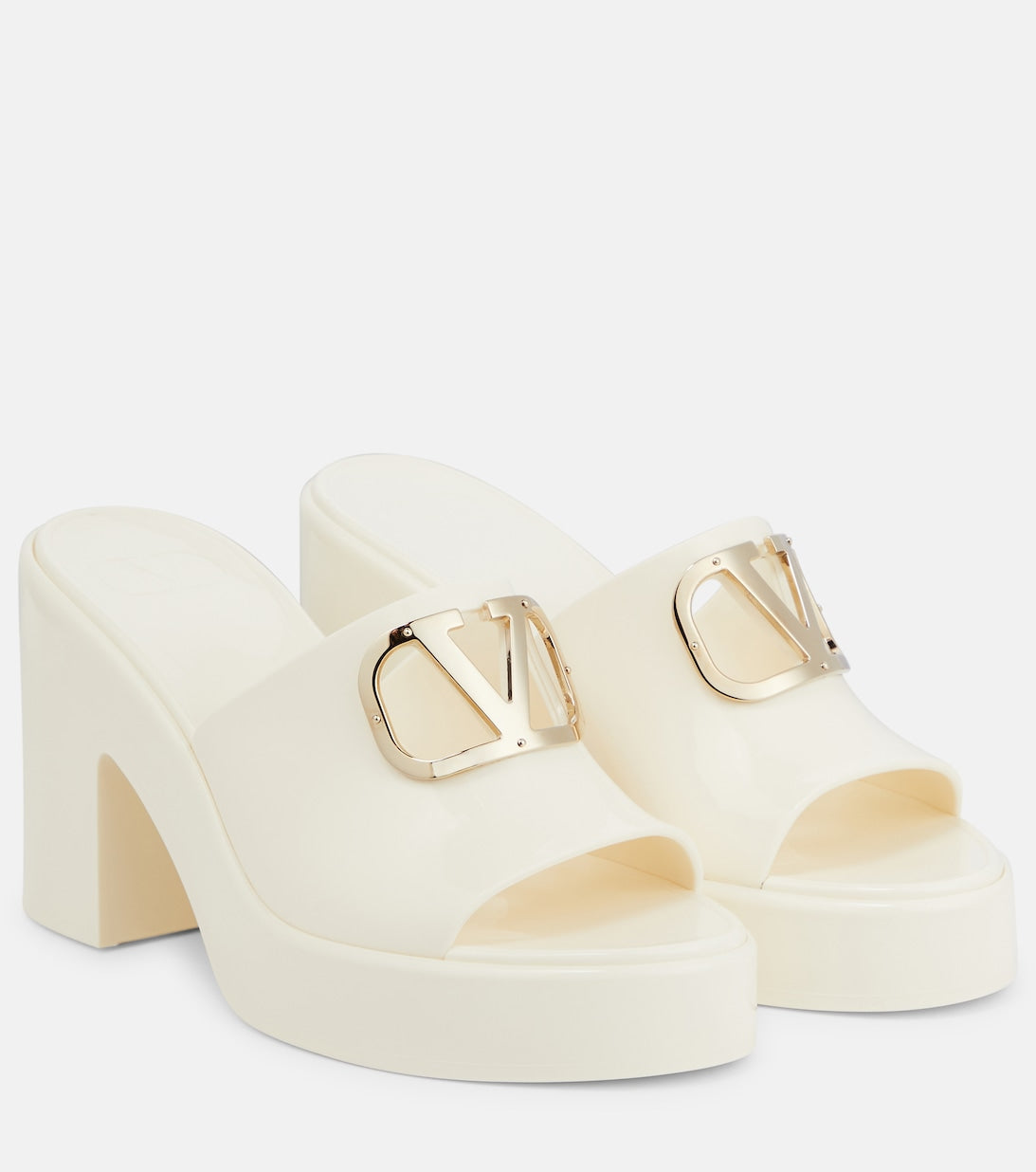 Valentino Garavani VLogo platform mules, white