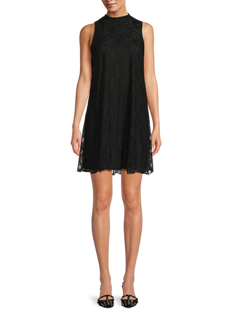 Tash+Sophie A-Line Lace Mini Dress, Black