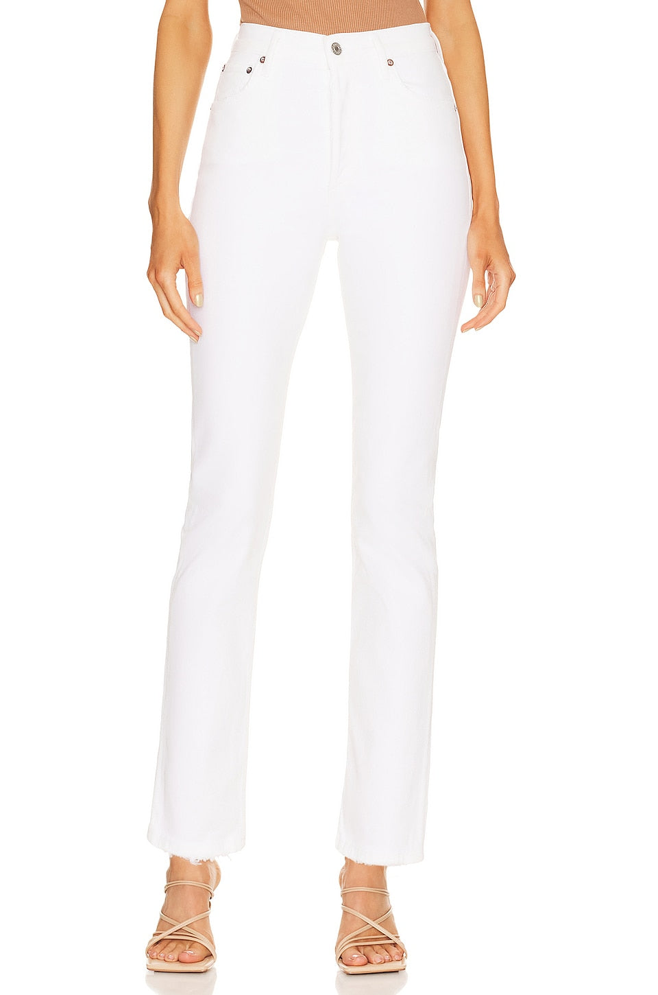 AGOLDE Riley Long High Jeans, Sour Cream