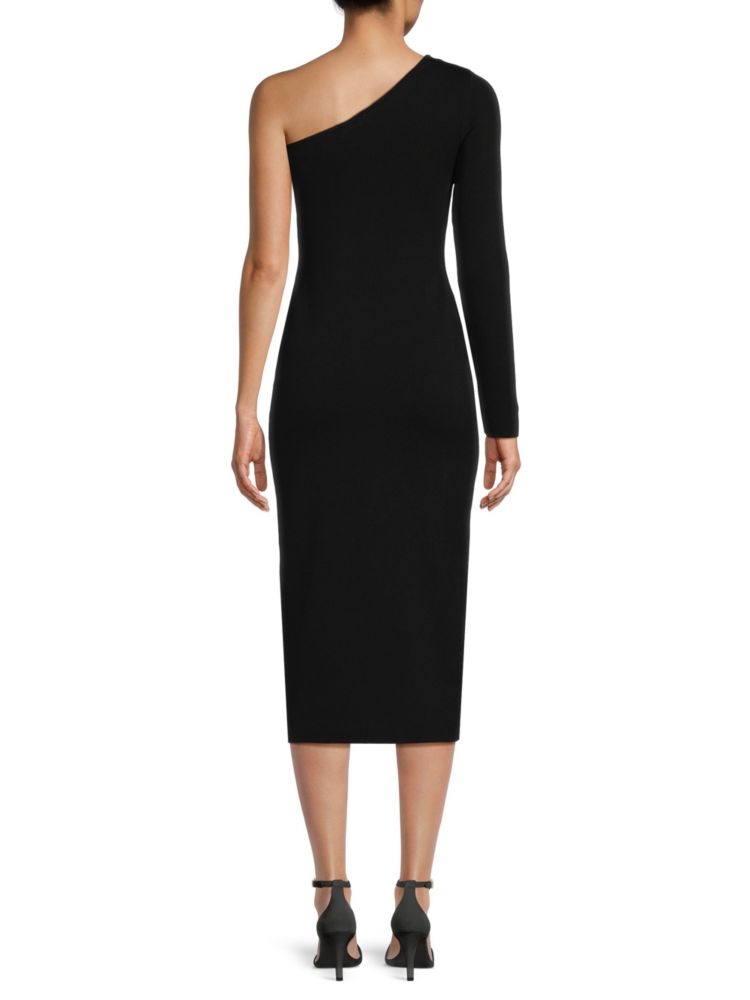 Calvin Klein one-shoulder sheath dress, black