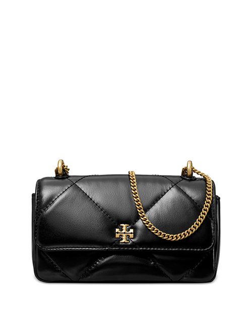 Kira Diamond Tory Burch Quilted Leather Mini Flap Bag in Black