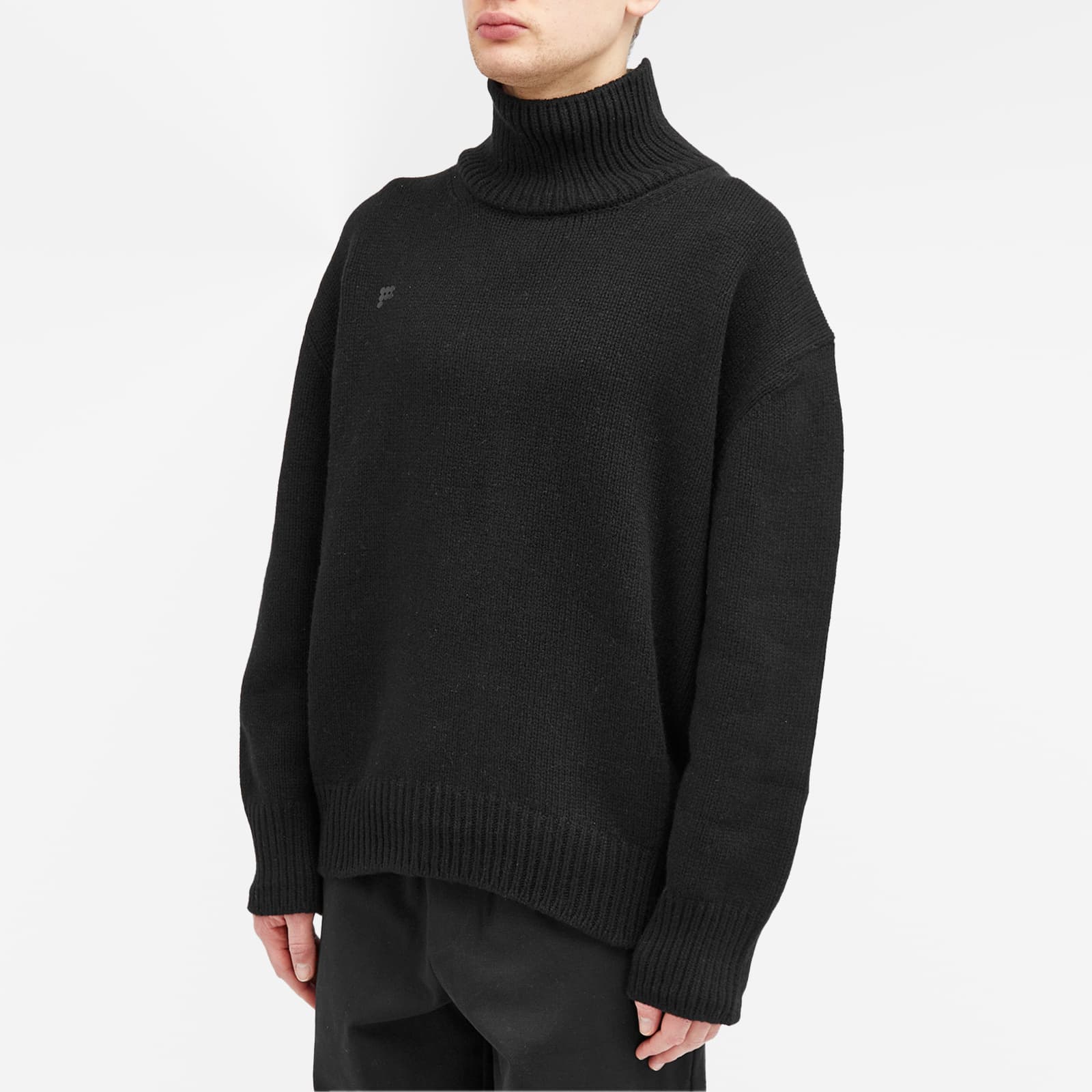 Pangaia Recycled Cashmere Knit Chunky Turtleneck Sweater, black