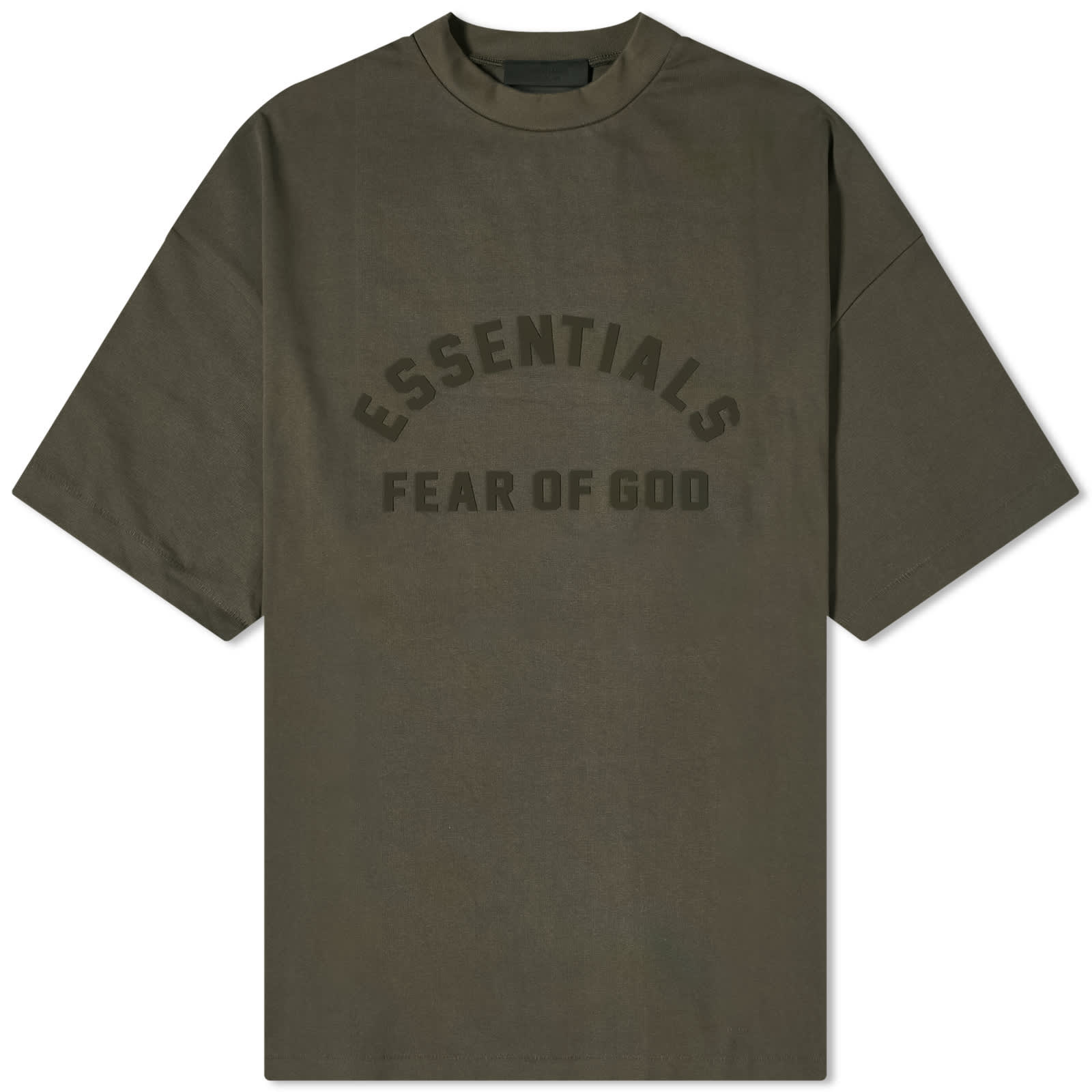 تي شيرت مطبوع عليه شعار Fear Of God Essentials Spring، باللون الحبري