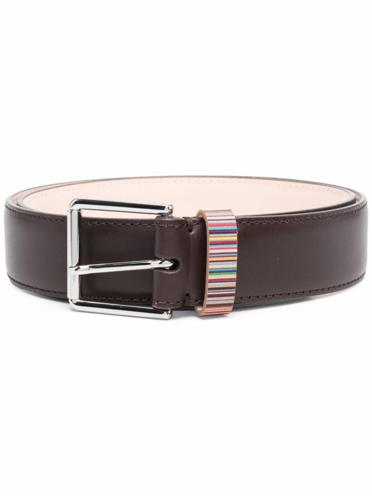 Paul Smith Belt with Contrast Stripe Loop, Brown