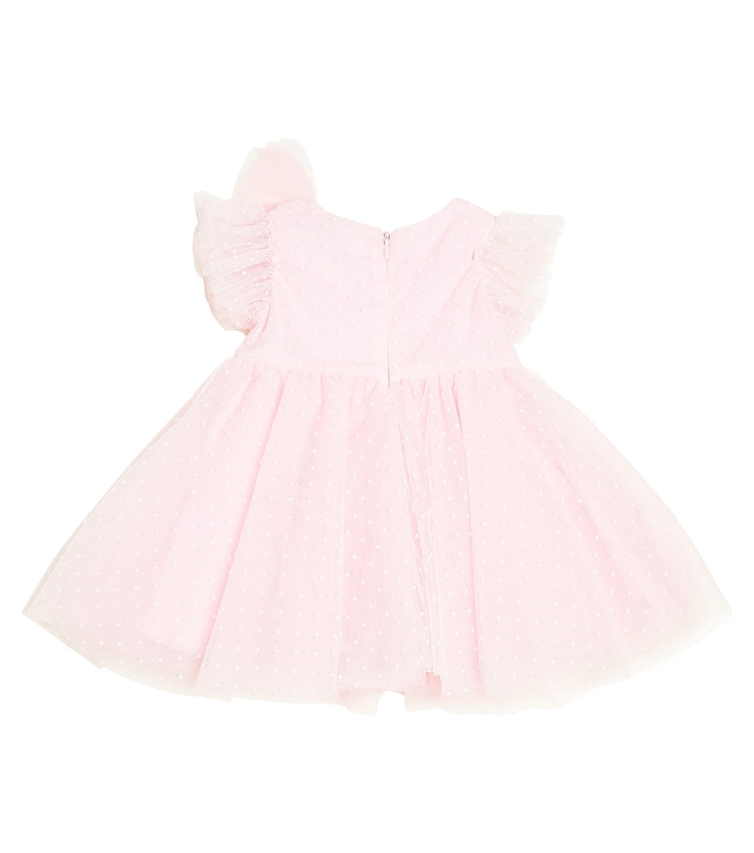 Children's tulle dress with polka dots and bow Monnalisa, pink