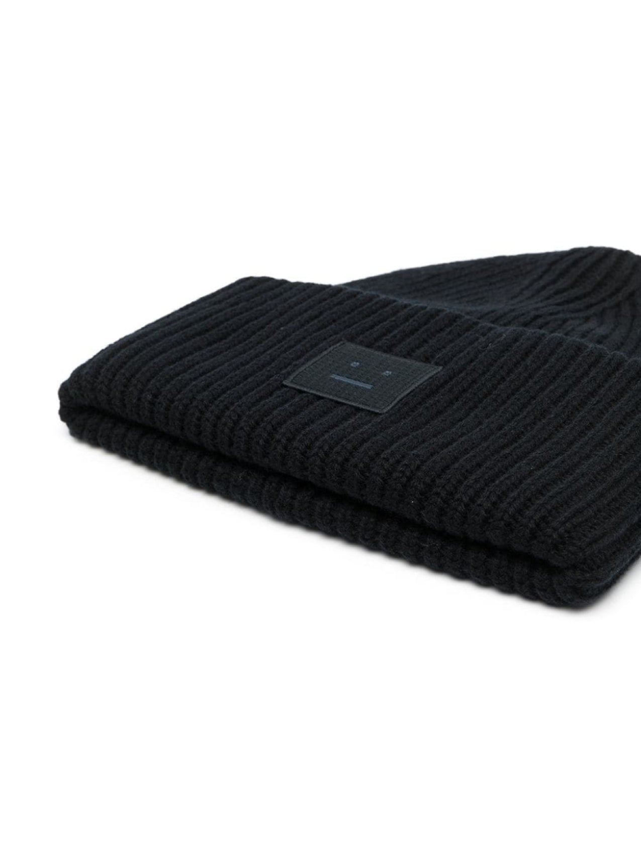 Acne Studios Face Patch Beanie Hat Black