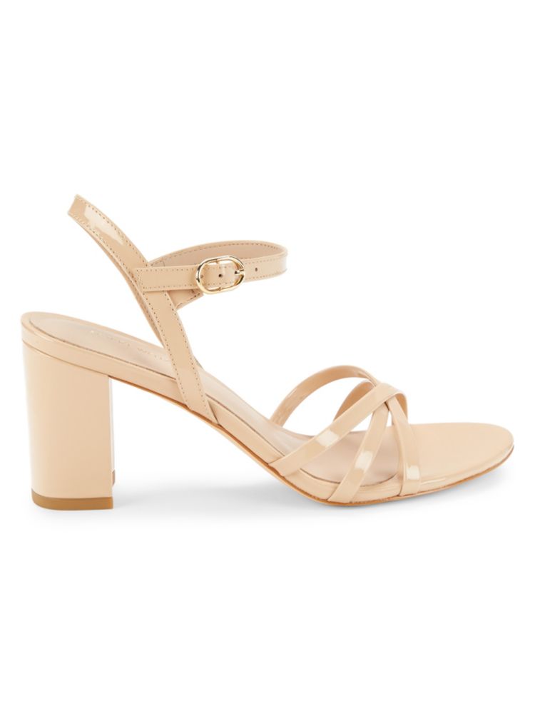 Starla Strappy Block Heel Sandals by Stuart Weitzman in Golden Beige