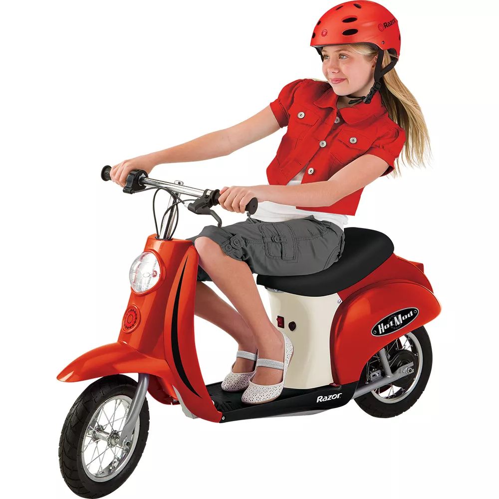 Razor Pocket Mod Miniature Electric Kids Electric Scooter Euro 24V Ride On Retro Scooter red Razor