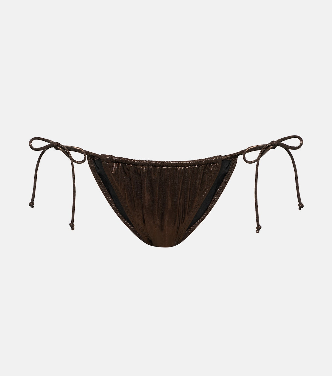 String bikini bottom with metallic effect Norma Kamali, brown