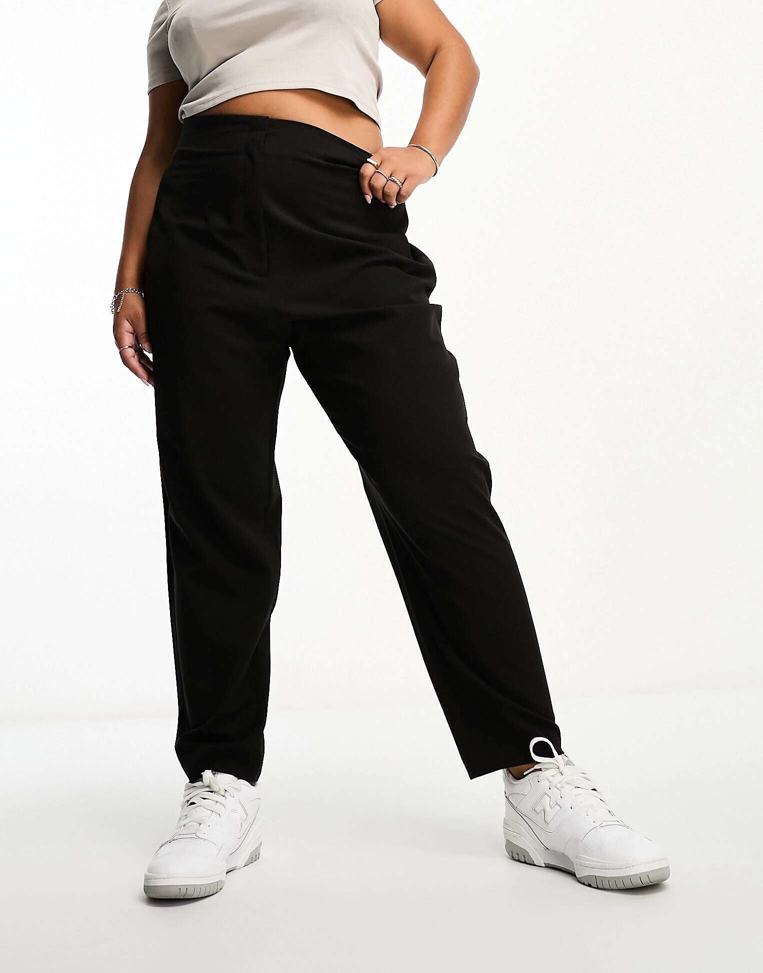 ASOS Curve Waist Seamed Pants in Black