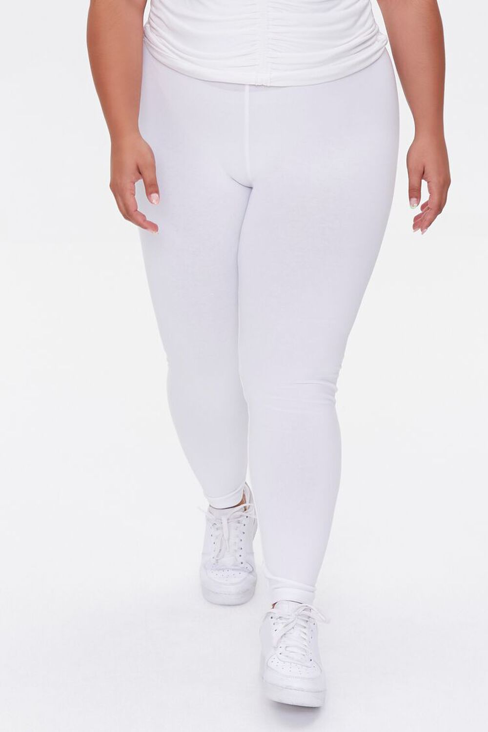 Forever 21 Basic Plus Size Organic Cotton Leggings, White