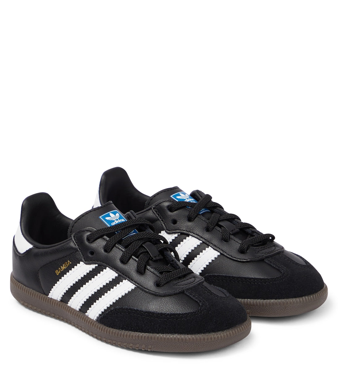 Adidas Originals Kids leather samba sneakers, black